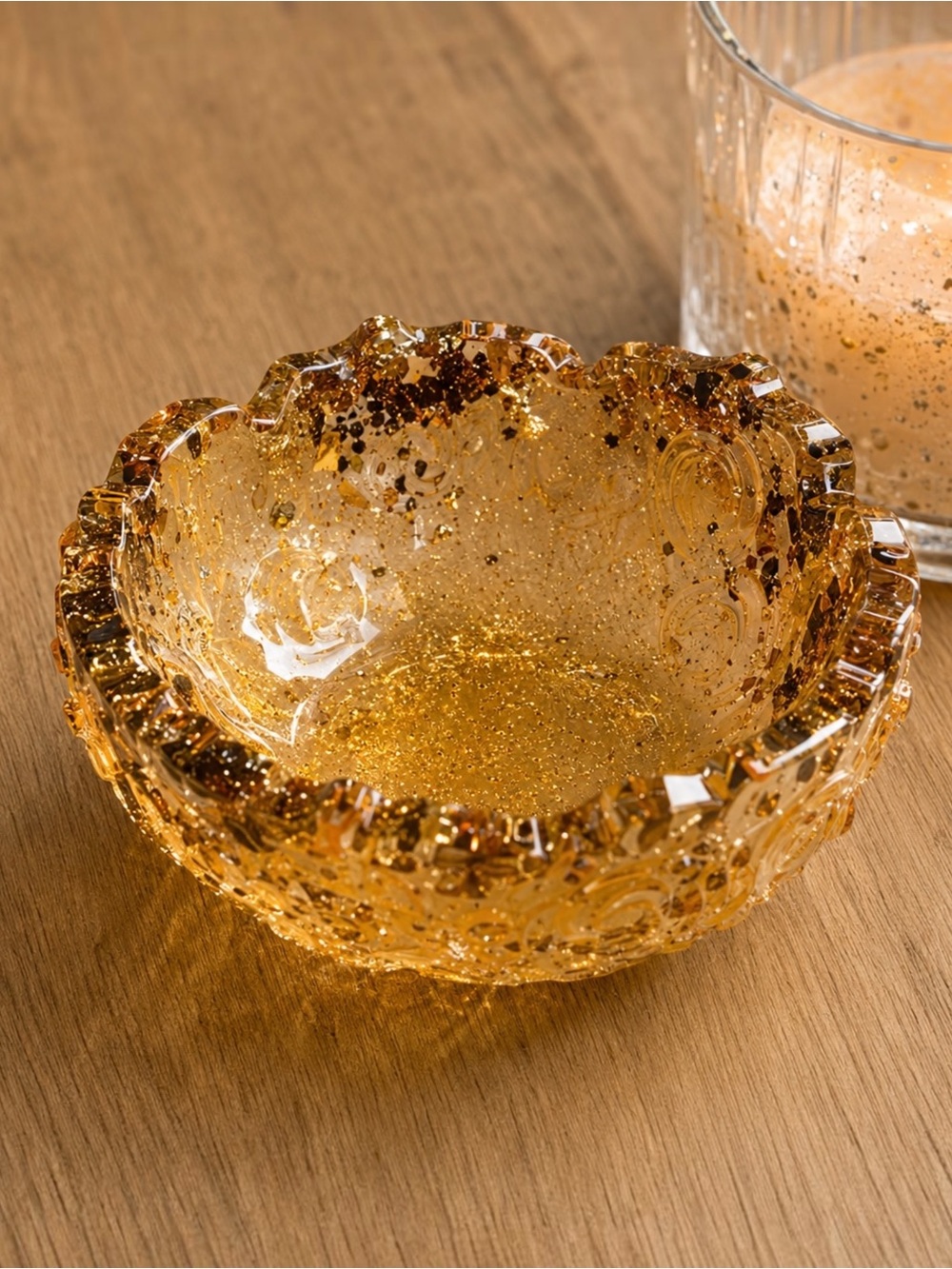 Amber Glass Decorative Trinket Bowl - Amber